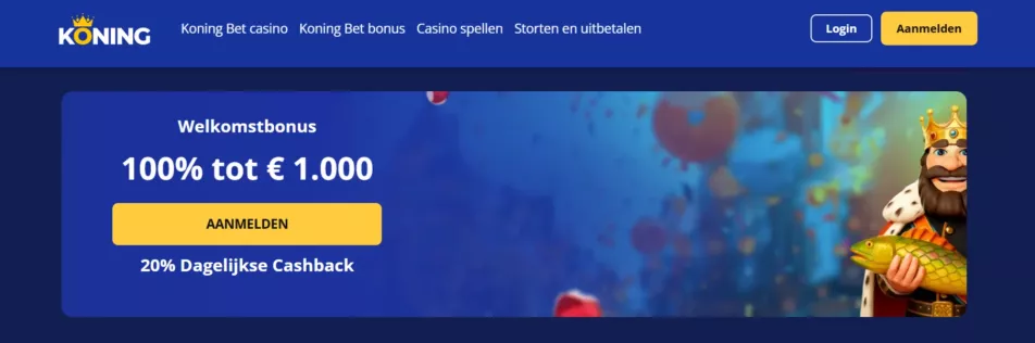 Koning Casino — 100% tot €1000 + 300 Free Spins welkomstbonus